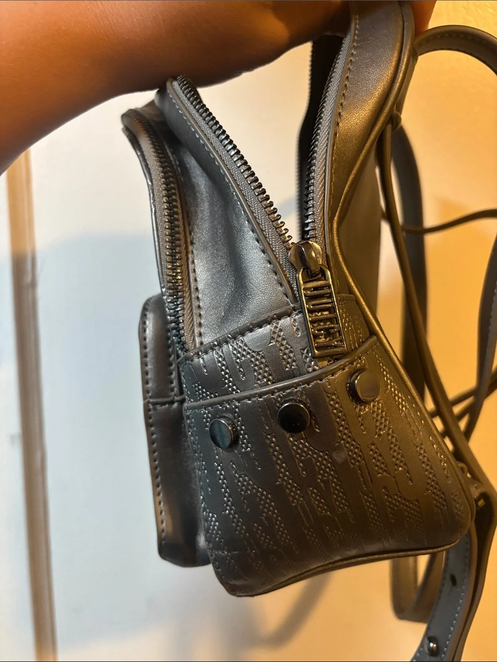 Juicy Couture Black Mini Logo-Embossed Backpack